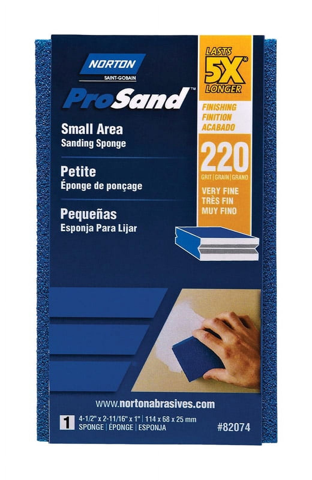 Small Norton 82074 ProSand 5X Sanding Sponge Small Area Extra-Fine ...