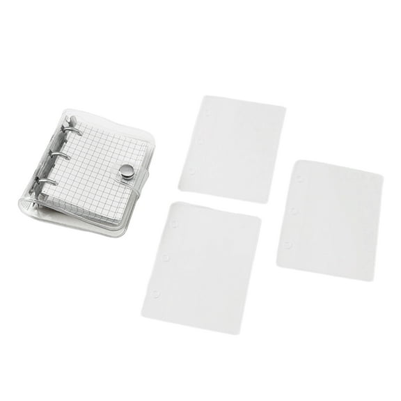 Small Notebook Clear 3 Rings Binder Notebook Loose Leaf Notebook 80 Sheet Gridded Pocket Journal Small Planner Notepads