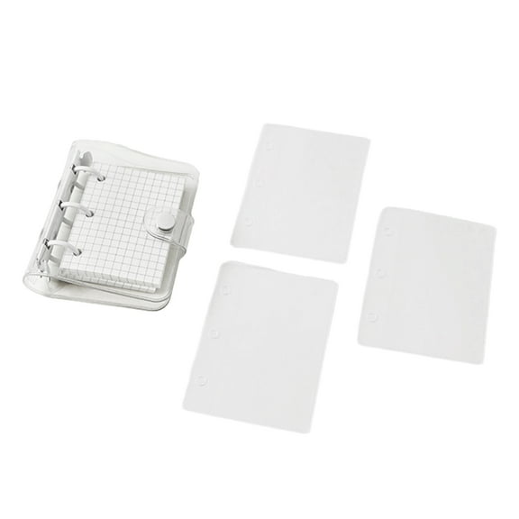 Small Notebook Clear 3 Rings Binder Notebook Loose Leaf Notebook 80 Sheet Gridded Pocket Journal Small Planner Notepads