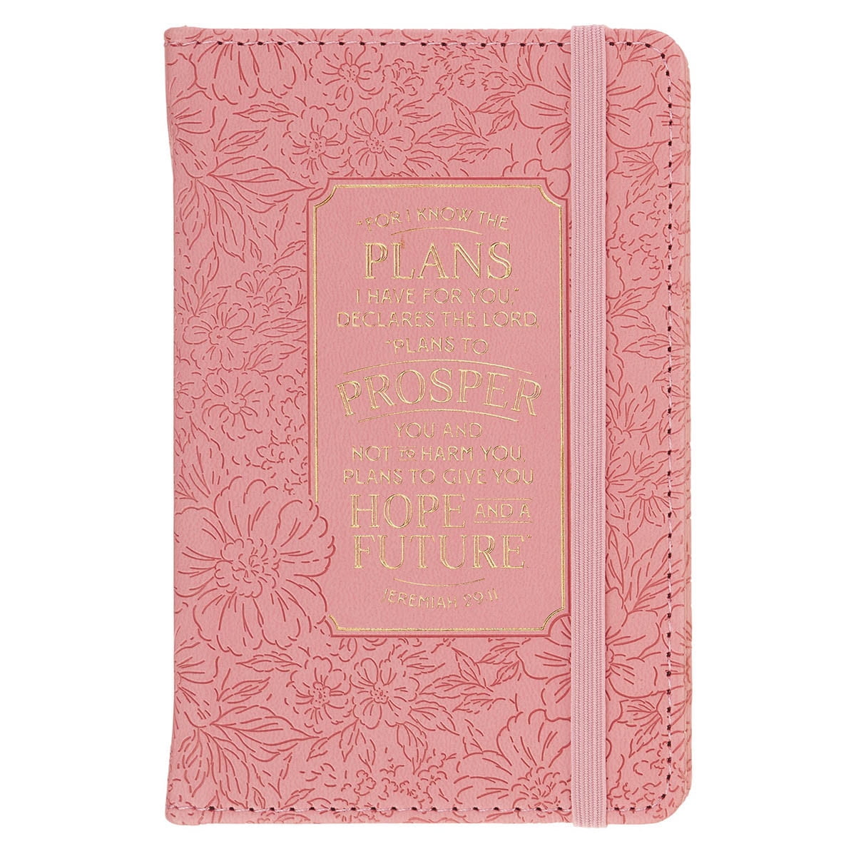 Hope and a Future Pink Bloom Faux Leather Hardcover Notebook with Elastic Closure - Jeremiah 29:11