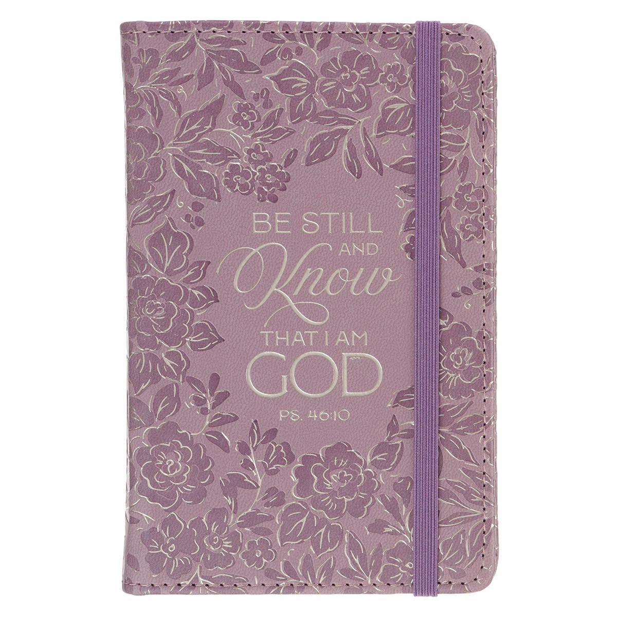 Be Still and Know Mauve Floral Hardcover Notebook with Elastic Closure - Psalm 46:10