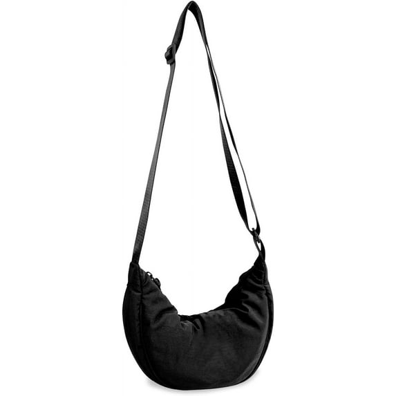 Small Nylon Crescent Crossbody Purses Bag for Women Men Trendy,Travel Sling Bag