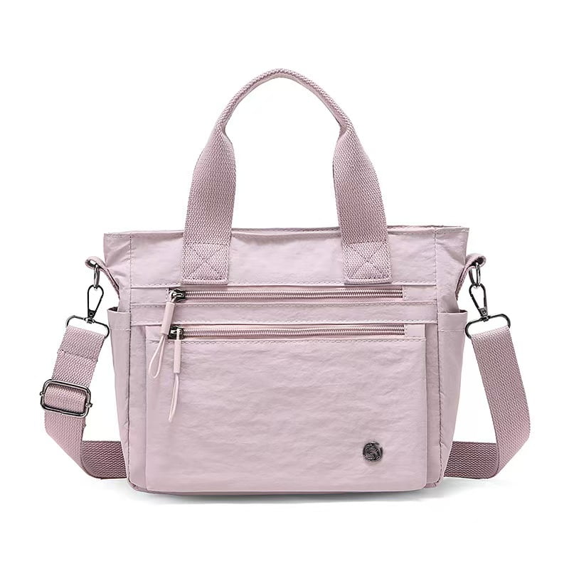 Small Nylon Tote Bag for Women Lightweight Crossbody Tote Handbag with Long Strap for Daily, Work, College & Travel
