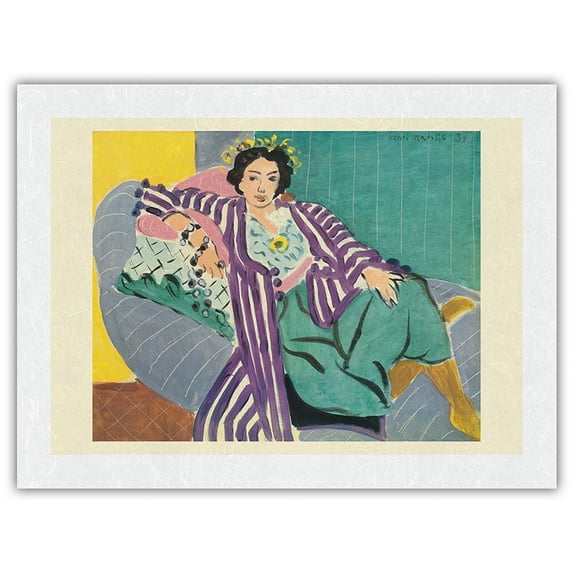 Small Odalisque in a Purple Robe - Vintage Art Exhibition Poster by Henri Matisse c.1937 - Japanese Unryu Rice Paper Art Print (Unframed) 18 x 24 in