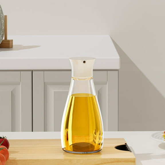Small Oil Bottle with Wood Stopper | Glass Spice Bottle for Kitchen | 2-Pour Control for Oil, Vinegar & Soy Sauce | 14.5x6.5x6.5cm Clear Seasoning Jar | 1-Piece Household Condiment Dispenser