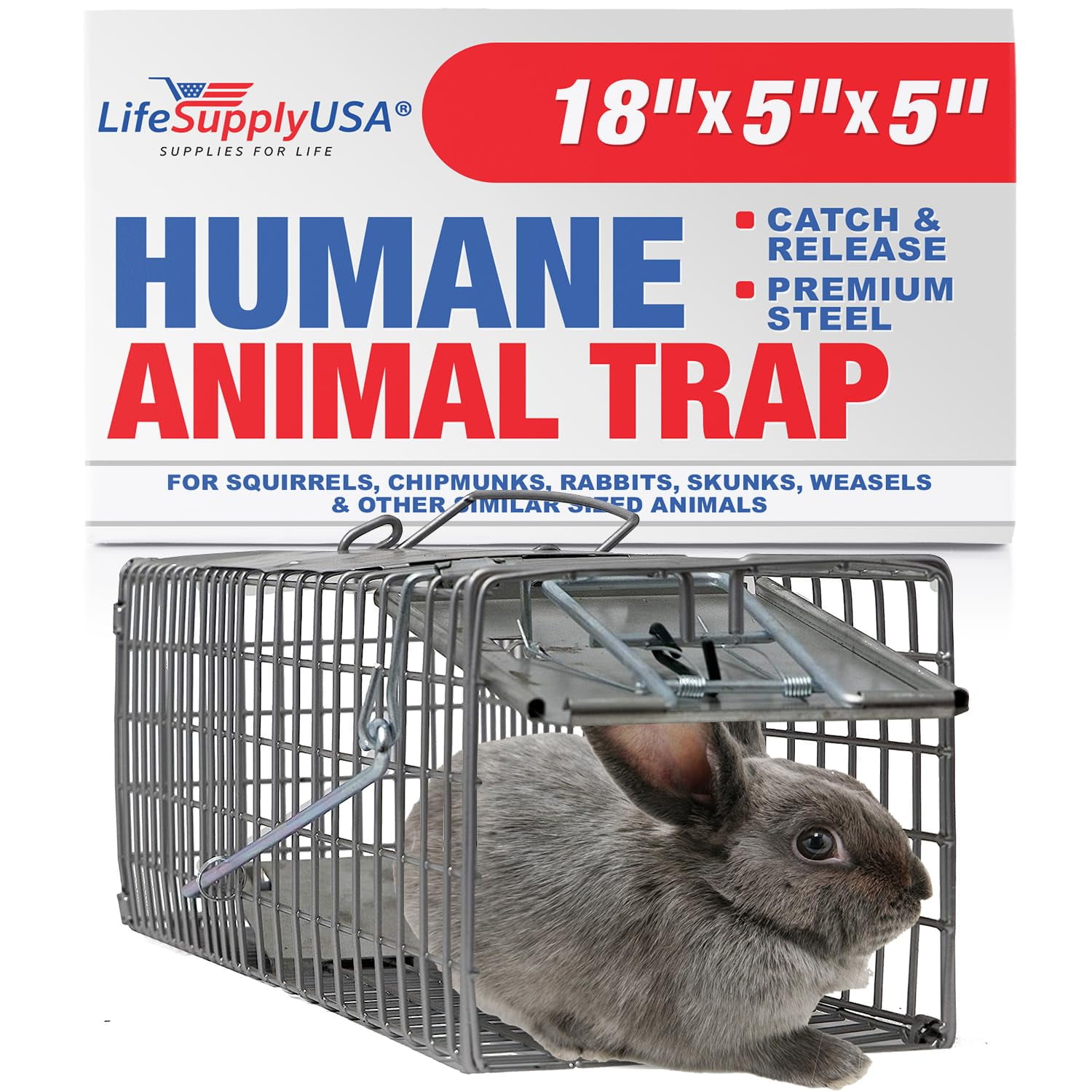 Small One Door (18x5x5) Catch Release Heavy Duty Cage Live Animal Trap