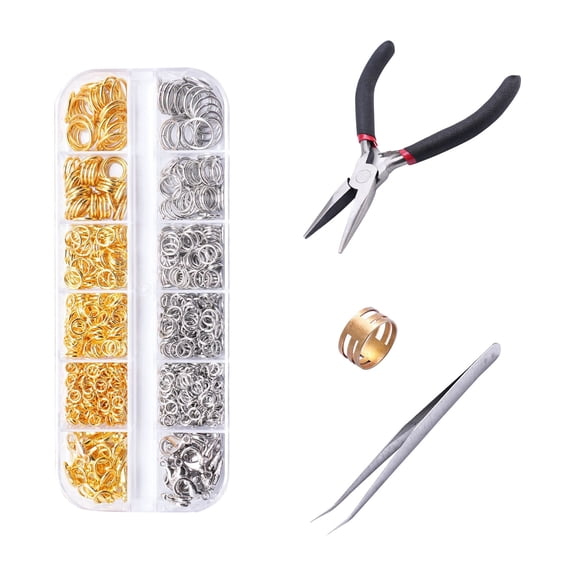 Small Open Jump Rings Jewelry Making Supplies with Pliers, Opener & Lobster Clasps, Jewelry Repair Kit Tools for Fixing Necklaces & Bracelet, Gold Silver Ring for Necklace & Charms