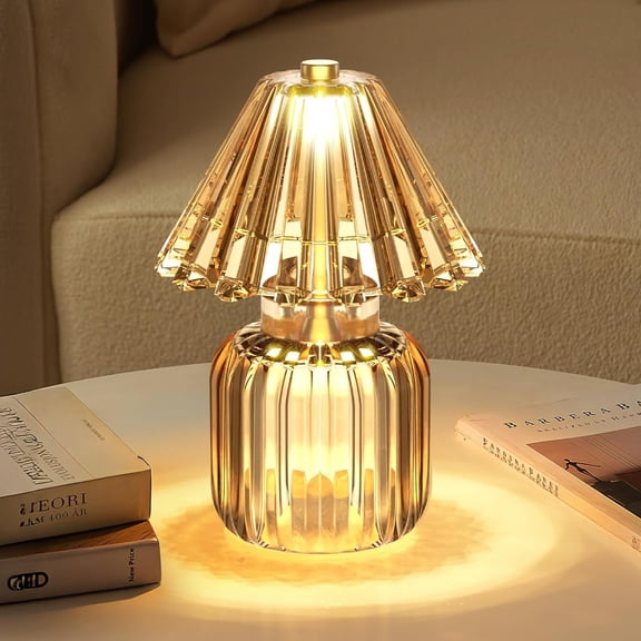 Small Operated Lamp with Timer, Cordless Glass Table Lamp for Decor, Kitchen, Bathroom, Birthday for Women, Jelly