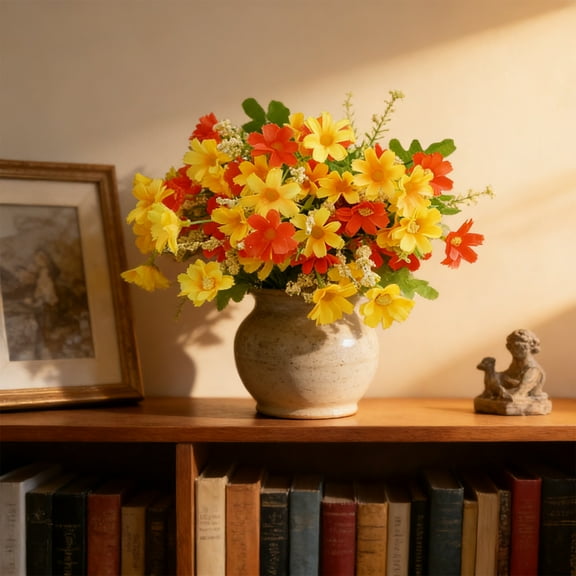 Small Orange Daisy Flowers Artificial,28Pcs 12 Inch Fake Daisies,Cute Spring Wildflowers for Centerpiece Table Decor