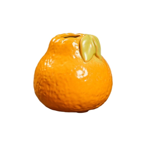 Small Orange Vase for Flowers, Decorative Ceramic Fruit Vase, Fruit Flower Pot, Fruit Shaped Planter Pot for Table Centerpiece, Home, Coffee Table, Office, Garden, Balcony, Kitchen, Spring Decor,