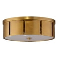 thumbnail image 1 of Small Orbit Metal Flush Mount Ceiling Light in Antique Brass Metal Finish, 1 of 5