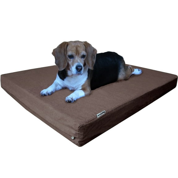Dogbed4less Orthopedic Waterproof Memory Foam Bed for Medium Dogs 35"X20"X4", Washable Denim Brown