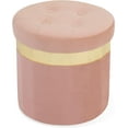 thumbnail image 1 of Small Ottoman with Storage,Folding Round Ottoman with Gold Trim,Velvet Storage Stool,Foot Stool with Soft Padded,Foot Rest for Living Room13“x13”x12.4(Pink,1pcs), 1 of 7