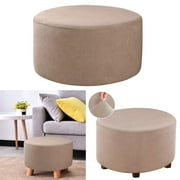 Small Ottoman With Sliding Cover, Footrest, Seat Cover, Removable Storage Ottoman , Kahki