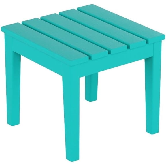 Small Outdoor Side Table, Patio End Table Weather Resistant Outdoor Coffee Table, Square Conversation Table for Indoor, Porch, Balcony, Garden, Poolside, Deck, Turquoise