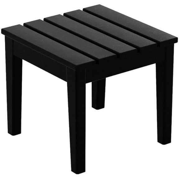 Small Outdoor Side Table, Weather-Resistant Square Conversation Table for Patio, Porch, Balcony, Garden, Poolside, or Indoor Use, Black