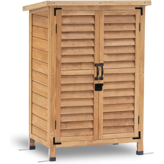 Small Outdoor Storage Cabinet, Wood Shed with Shelf 0985 (Yellow ...