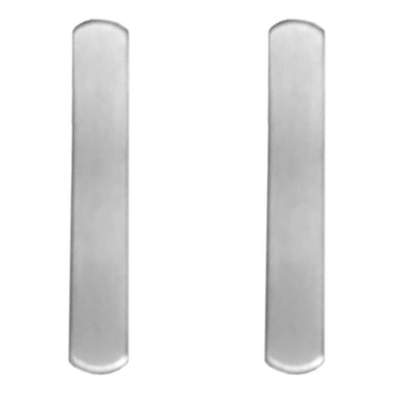 Small Oval Bar Brushed Stainless Steel Vertical Stud Earrings Mens Womens