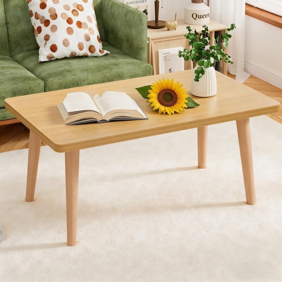 Small Oval Coffee Table for Small Space, Side Table Japanese Coffee Table for Living Room Apartment Home, Brown