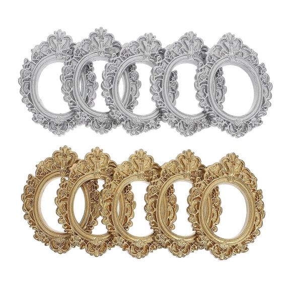 Small Oval Picture Frame Mini Photo Frames Diy Jewelry Accessories Handmade Design Silver 7X5.2X0.4CM 10Pcs