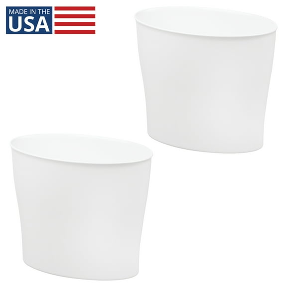 Small Oval Plastic Bathroom Trash Can - Perfect for Primary and Guest Bathroom or Home Office - Made in USA