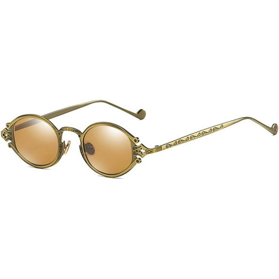 Small Oval Punk Sunglasses Men Retro Metal Steampunk Sun Glasses Women