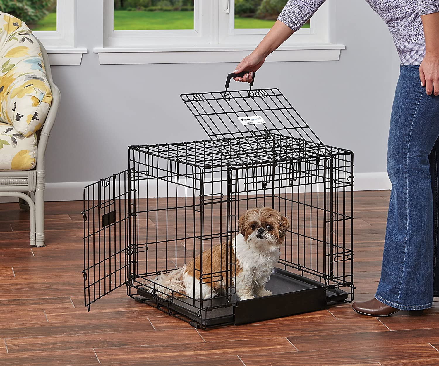 Small Ovation Double Door 24-inch Folding Metal Dog Crate - Walmart.com