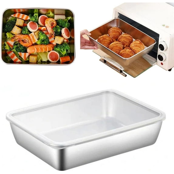 Small Oven Tray,Bexikou Stainless Steel Baking Trays Sheets Pan,Deep Baking Sheet Pans, Rectangle Cake Tin Perfect for Baking Cooking Serving
