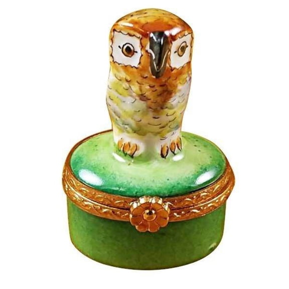 Small Owl on Green limoges box Limoges Box Porcelain Figurine