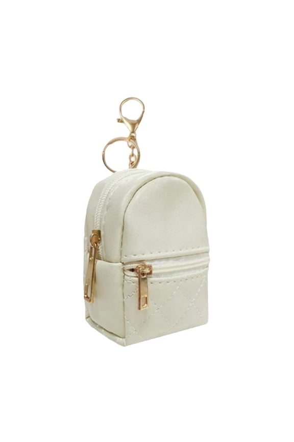 Small PU Leather Keychain Wallet Coin Pouch Backpack Shape Organizer for Keys Cards Travel Essentials 1 Pack