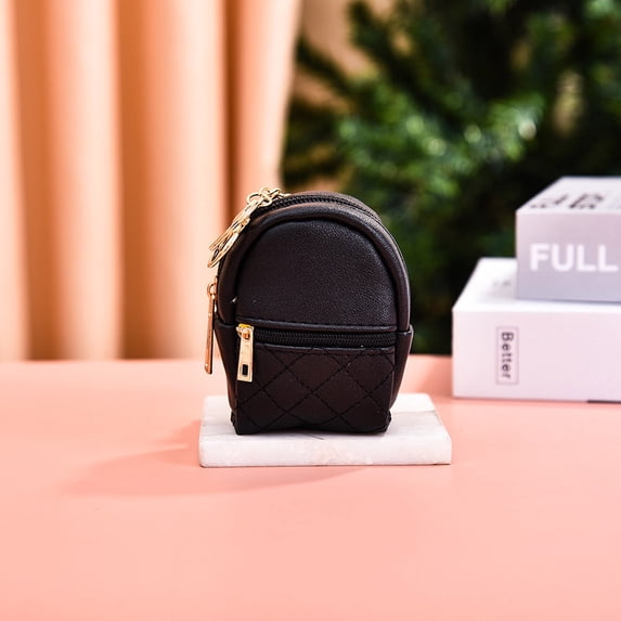 Small PU Leather Keychain Wallet Coin Pouch Backpack Shape Organizer for Keys Cards Travel Essentials 1 Pack