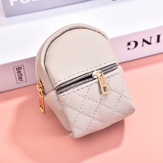 Small PU Leather Keychain Wallet Coin Pouch Backpack Shape Organizer for Keys Cards Travel Essentials 1 Pack