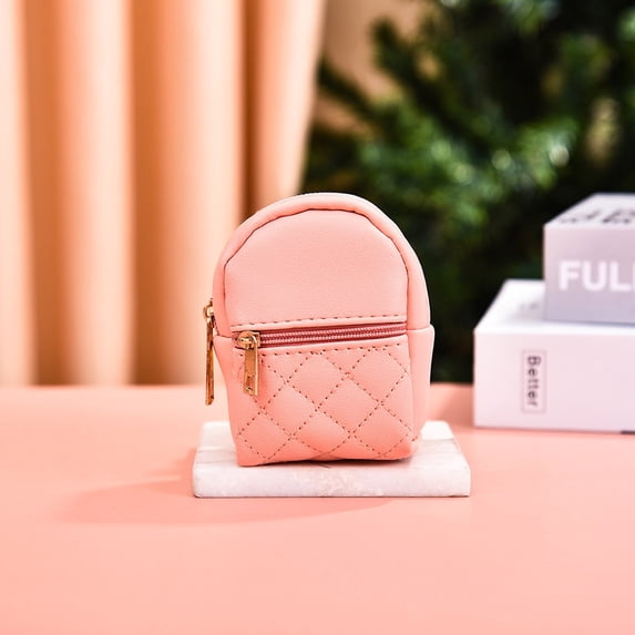 Small PU Leather Keychain Wallet Coin Pouch Backpack Shape Organizer for Keys Cards Travel Essentials 1 Pack