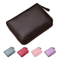thumbnail image 1 of Small PU Leather Wallet for Women RFID Blocking 12 Credit Card Holder Zipper Card Case，Chocolate, 1 of 9