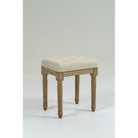 Small Padded Bench, Square Upholstered Rustic Ottoman Bench, Vanity Stools for Bedroom