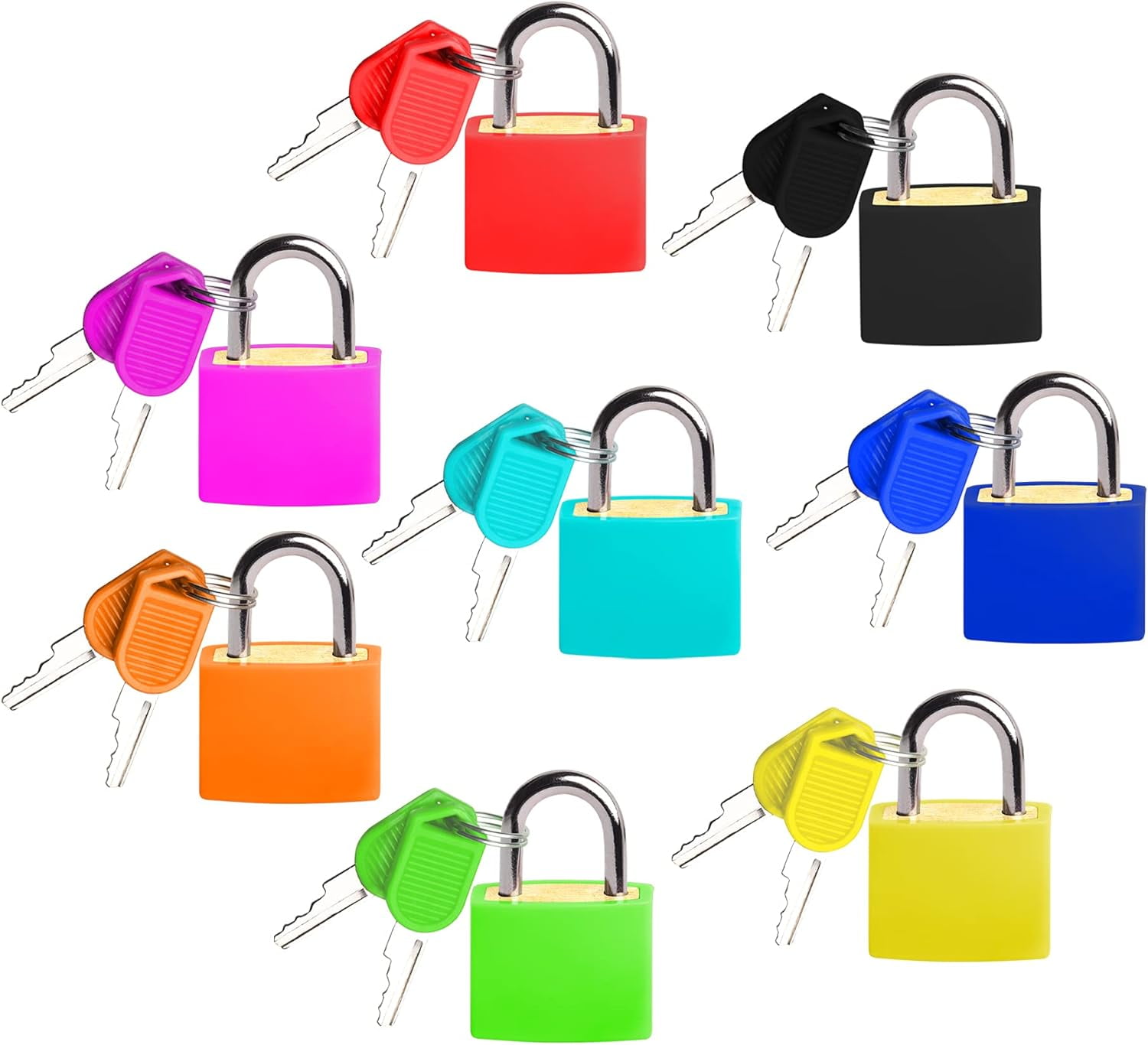 Small Padlock (8 Pack/20mm) Mini Color Locks with Keys for Luggage