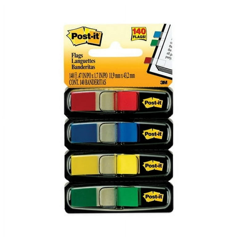 Small Page Flags in Dispensers, 0.5 x 1.75, Assorted Primary, 35/Color, 4 Dispensers/Pack Small Page Flags in Dispensers, 0.5 x 1.75, Assorted Primary, 35/Color, 4 Dispensers/Pack