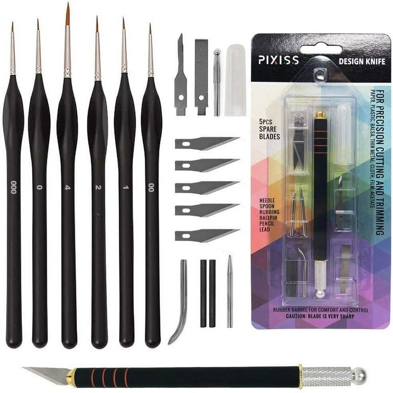 Small Paint Miniature Brushes Fine Tip 6pc 000 Paintbrushes Set for Model  Craft Warhammer Airplane Kits Micro Detail Hobby Painting with Recision  Crafting Knife with Extra Blades and Tips 