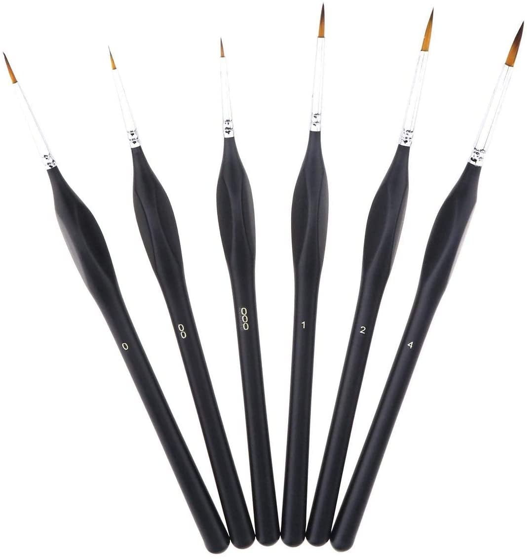 Small Paint Miniature Brushes Fine Tip 6pc 000 Paintbrushes Set for Model Craft Warhammer