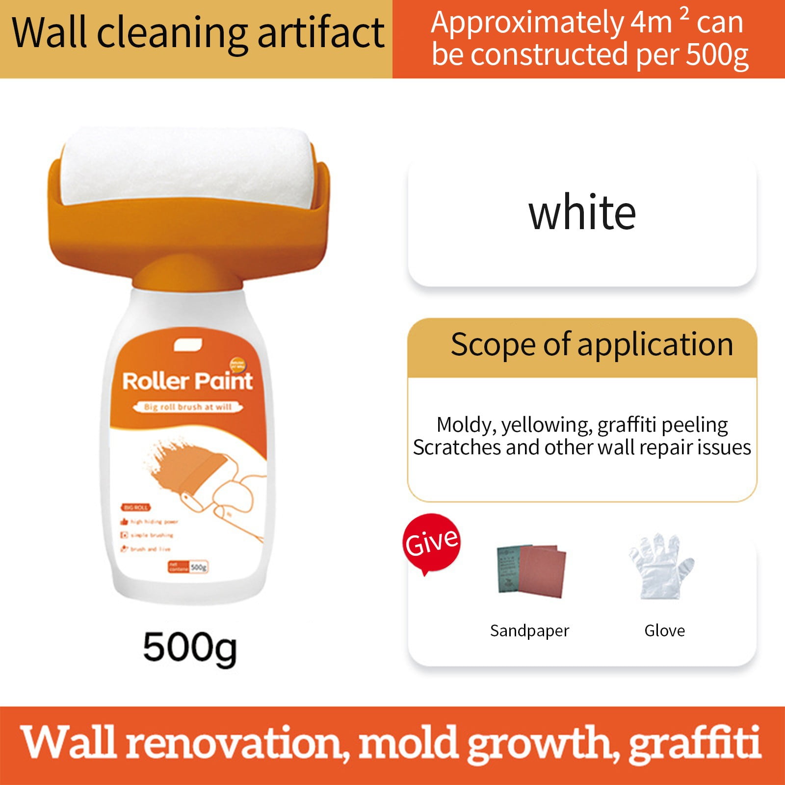 Small Paint Roller,Roller Paint Brush,Wall Repair Roller,2In1