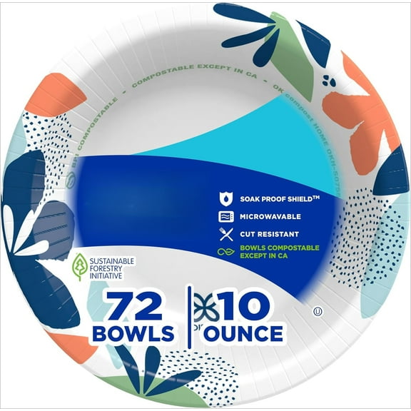 Small Paper Bowl, 10 oz, Microwavable, Soak-Proof, Disposable Bowl, Perfect for Snacks, Desserts and Light Lunches