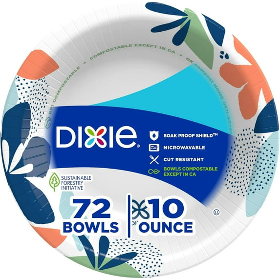 Small Paper Bowls, 10 Oz, 72 Count, Microwave-Safe, Soak-Proof, Disposable Bowls Great For Snacks, Dessert, And Light Lunch Meals