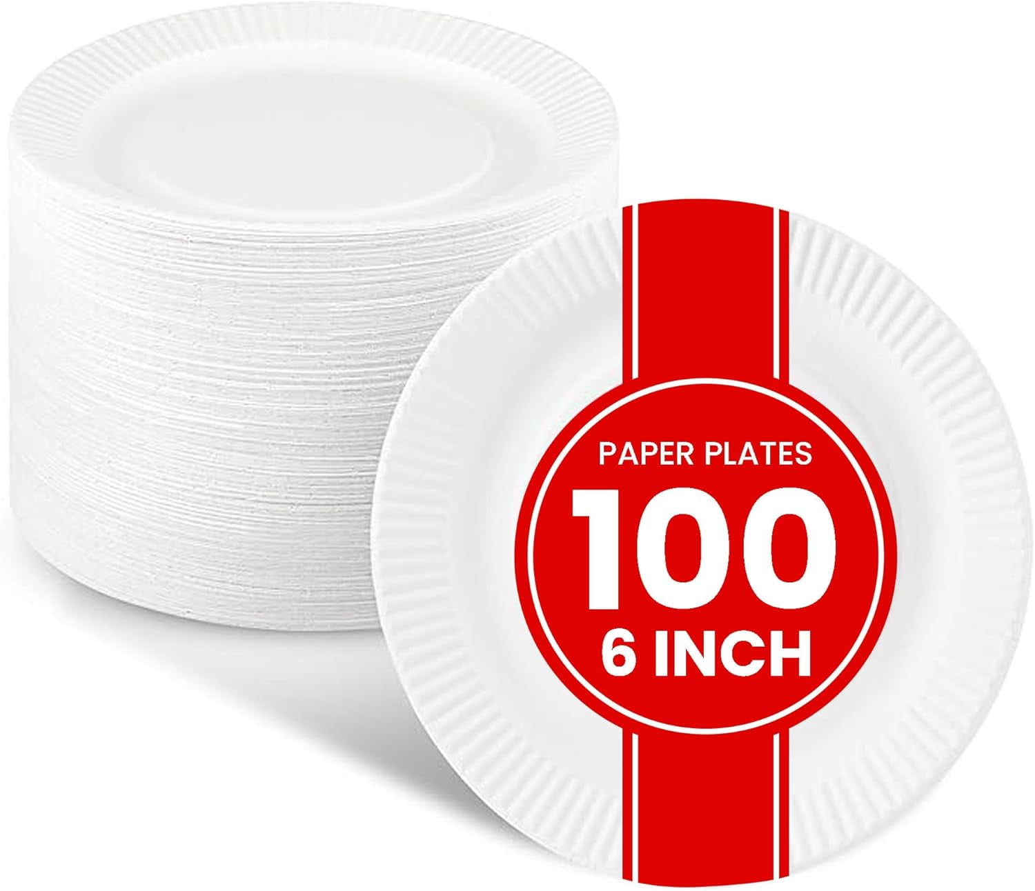 Small Paper Plates - [100-Pack] - (6-Inch Round) - White 6 Inch Paper ...