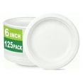 thumbnail image 1 of 6 Inch, 125 Count Compostable Disposable Paper Plates for Dessert, Cake, Appetizer, 1 of 6