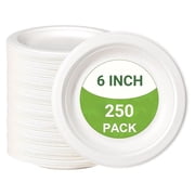 Small Paper Plates 6 inch, 250 Pack Compostable Disposable Plates for Dessert, Cake,Paper Appetizer Plate