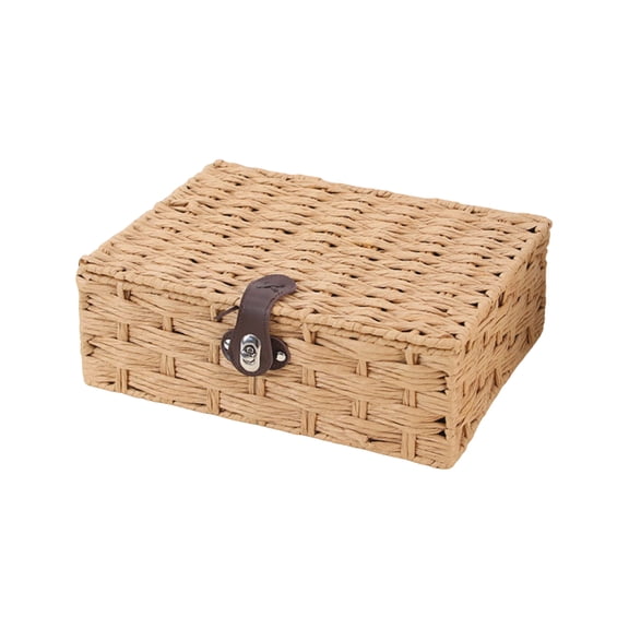 Small Paper Rope Woven Desk Storage Basket Handmade Organizer Bin for Office Supplies Craft Snack Counter Decor
