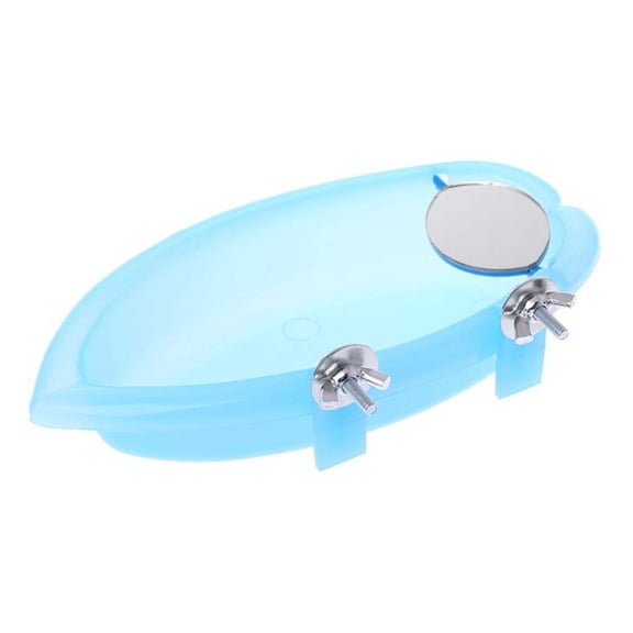 Small Parrot Bird Bath Tub Toy With Mirror And Screw Mount, Durable Translucent For Cage Installation, Easy To Clean Keep Birds Cool And Watch Play