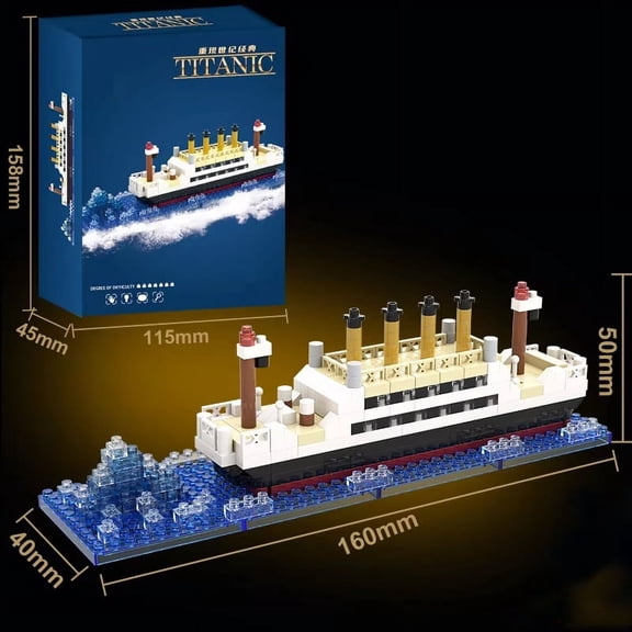 Block Assembly Toy Titanic Giant Boy Girl Puzzle Cruise Ship Brick Model Kit Desltop Birthday Gift Child