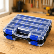 Double-Side Small Parts Storage Case, 34 Compartments Hardware Organizer Box with Removable Plastic Dividers for Screws Nuts Nails Bolts