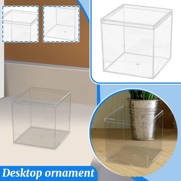 Small Parts Storage Organizer, 2X2X2 Inch Acrylic Desk Organizer, Small Parts Organizer Box, Clear Storage Box, Stackable Clear Plastic Square Cube Display Box for Desktop Craft,